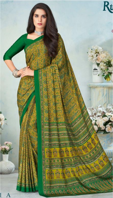 Saree Sari Luxury Premium American Crape Georgette Design - 15001 A
