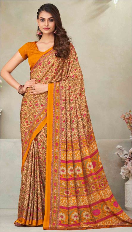 Saree Sari Luxury Premium American Crape Georgette Design - 21601 C