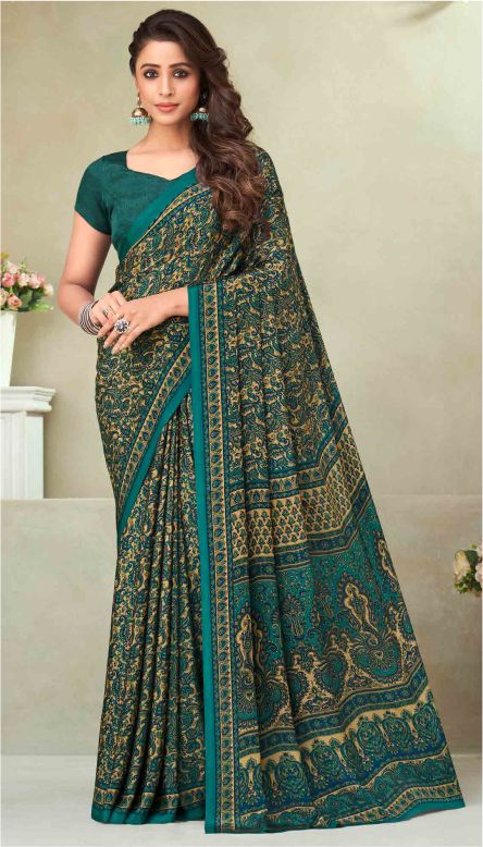 Saree Sari Luxury Premium American Crape Georgette Design - 21602 A