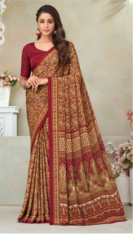 Saree Sari Luxury Premium American Crape Georgette Design - 21602 D