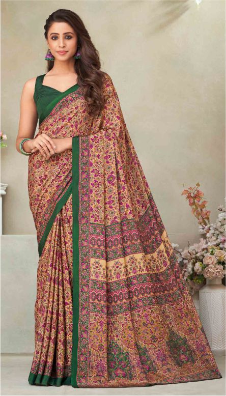 Saree Sari Luxury Premium American Crape Georgette Design - 21603 A