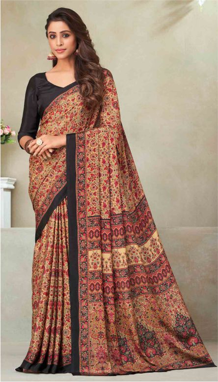 Saree Sari Luxury Premium American Crape Georgette Design - 21603 D