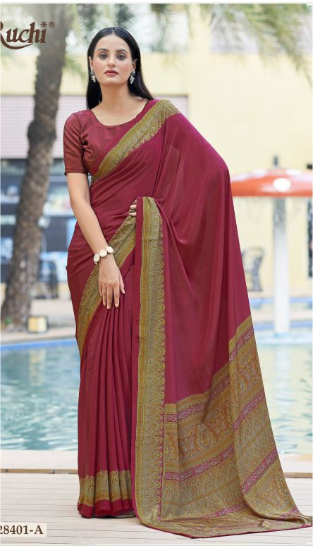 Saree Sari Luxury Premium American Crape Georgette Design - 28401 A