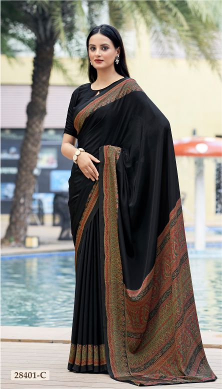 Saree Sari Luxury Premium American Crape Georgette Design - 28401 C