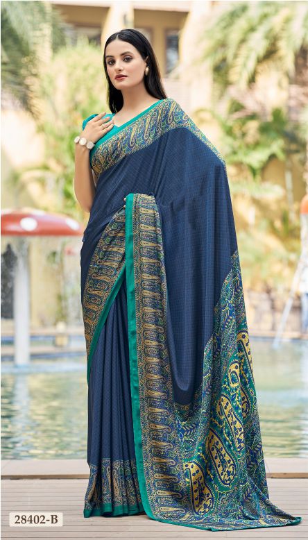 Saree Sari Luxury Premium American Crape Georgette Design - 28402 B