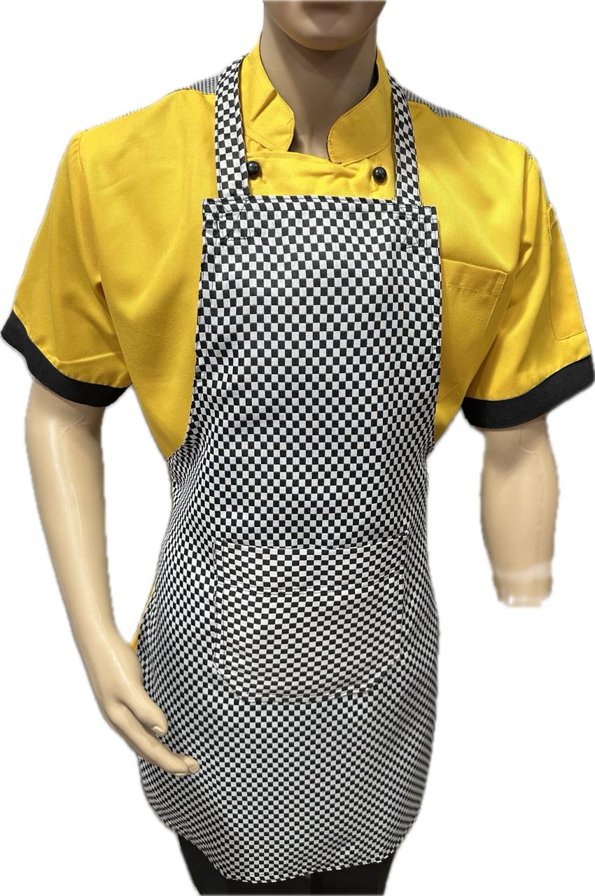 Apron Bib Black and white Houndstooth Check AB-01