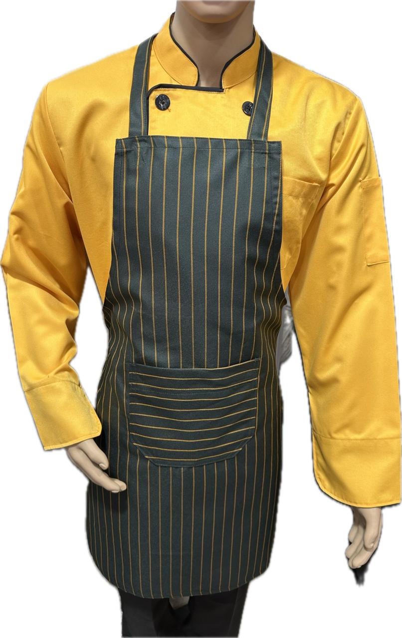 Apron Bib Stripe Green & Yellow Moq 6