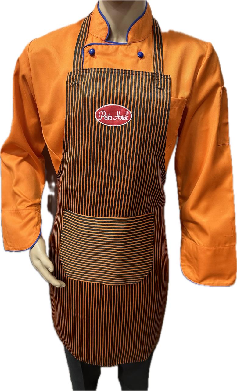 Apron Bib Zebra Stripe Black & Orange Moq 6