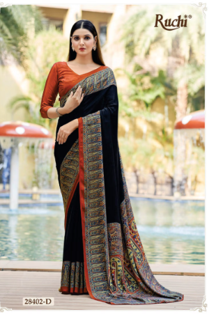 Saree Sari Luxury Premium American Crape Georgette Design - 28402-D