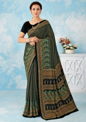 Saree Sari Luxury Premium American Crape Georgette Design - 43103-D