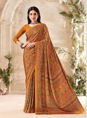 Saree Sari Luxury Premium American Crape Georgette Design - 34201 C