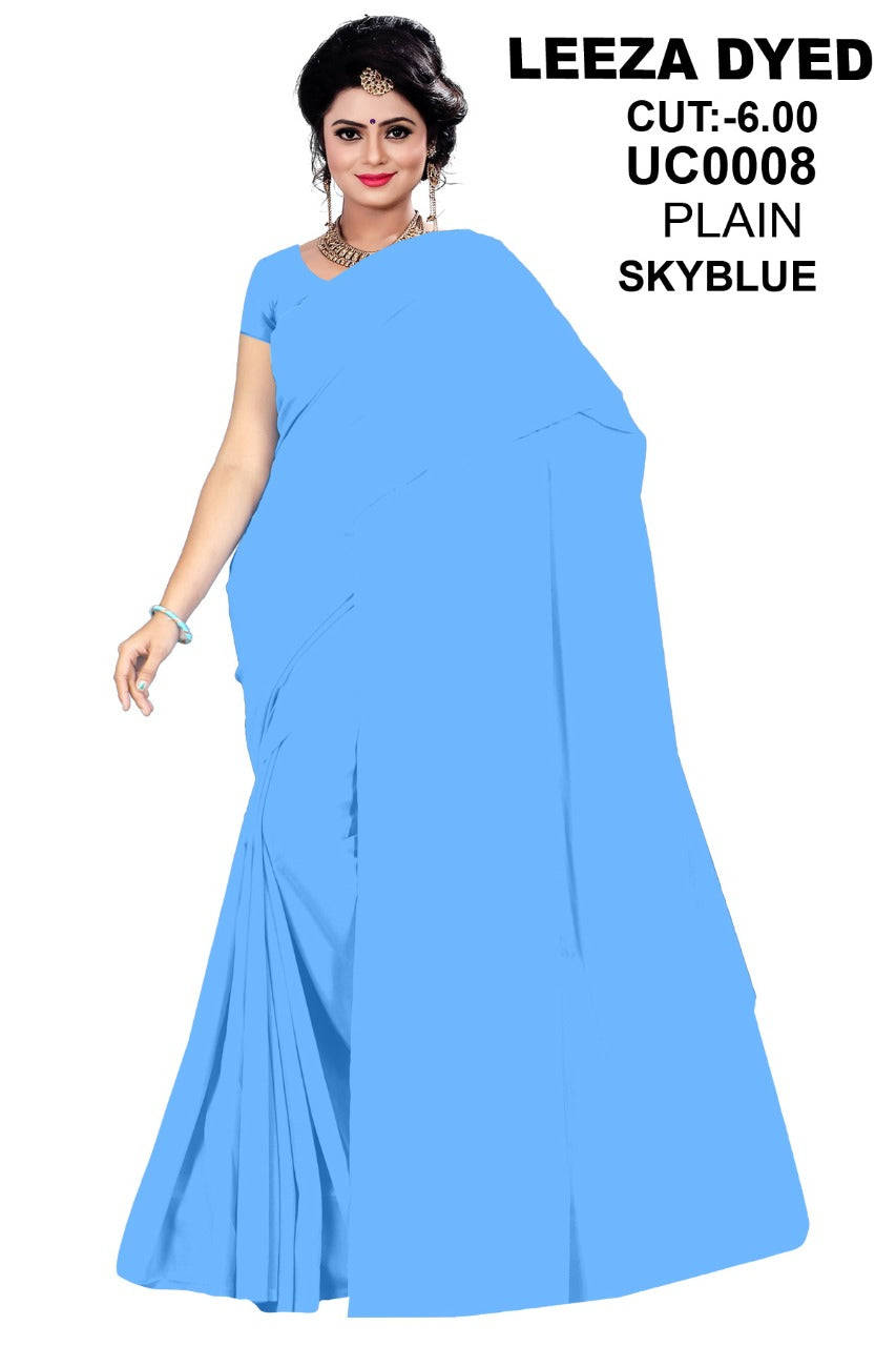 Saree Sari Premium Work Wear Leeza - UC0008 PLAIN SKYBLUE