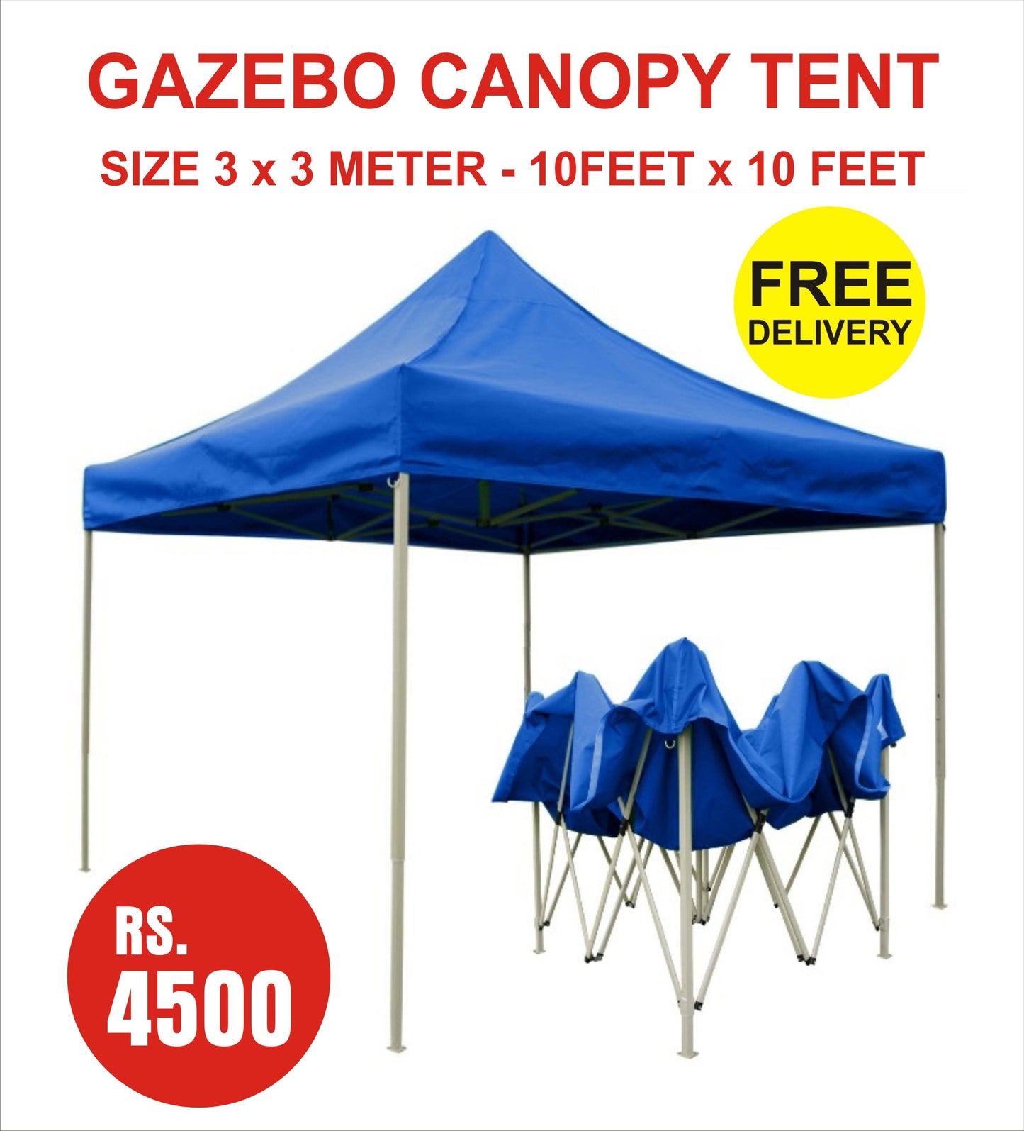 Gazebo Canopy Tent Blue Color GT-02 SIZE 3 METER X 3 METER RS 4000