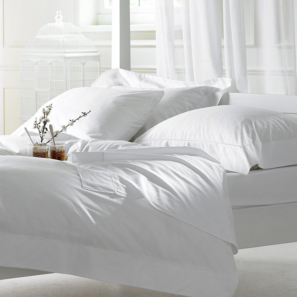 Hotel White Bedsheet Bed Sheet King Size Reliance Mills Fabric Plain Weave 300 TC SIZE: 100" x 112" SKU - BS-19