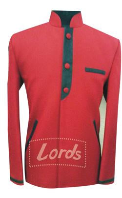 Coat Indo Western Red With Black Trimming MB-61