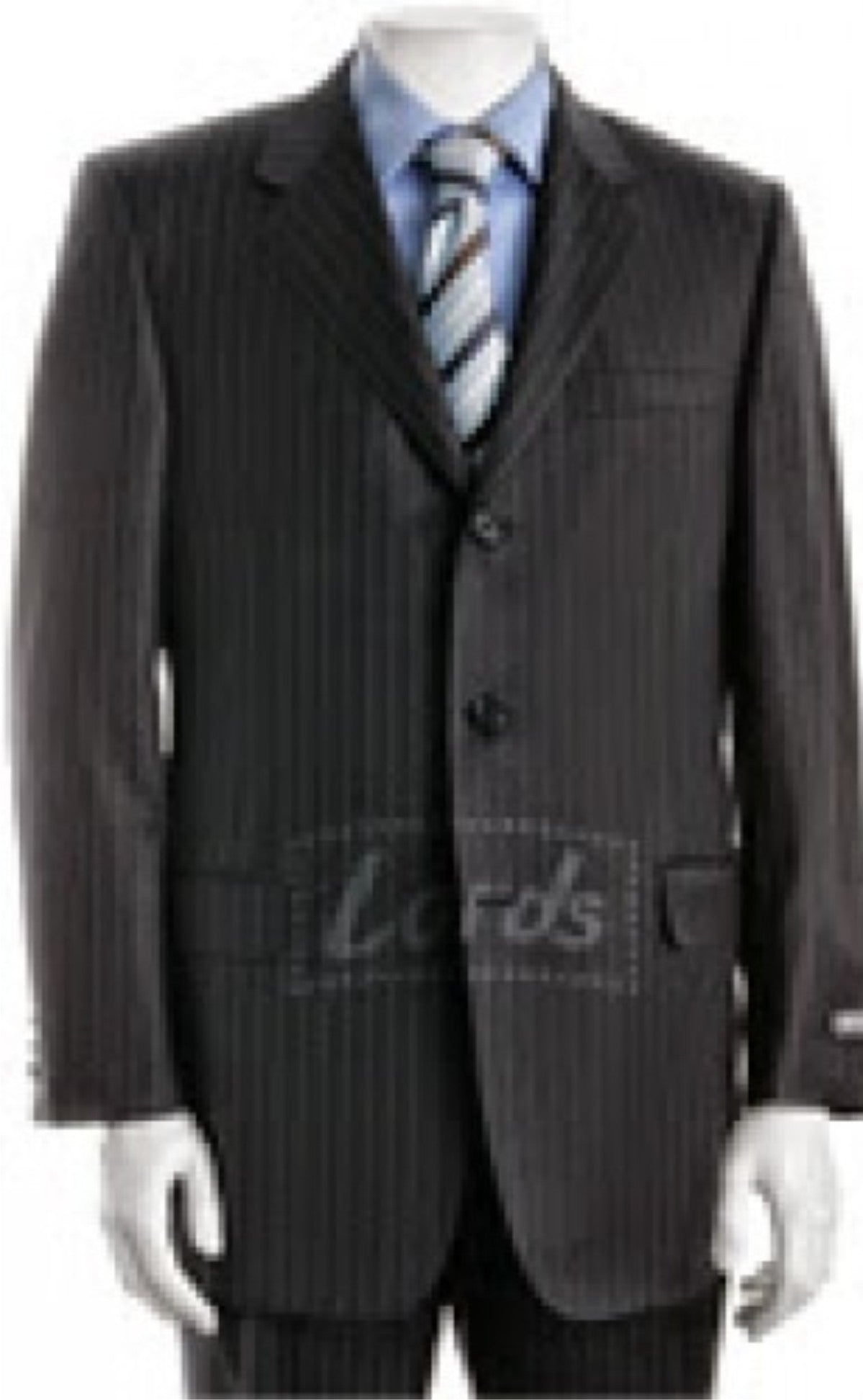 Suit Dark Grey Stripe Complete Two Button Blazer, Trouser, Shirt & Neck Tie. . PRICE RS 1899 PER PIECE. MOQ 1