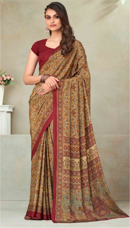 Saree Sari Luxury  Premium American Crape Georgette Design - 21603 C