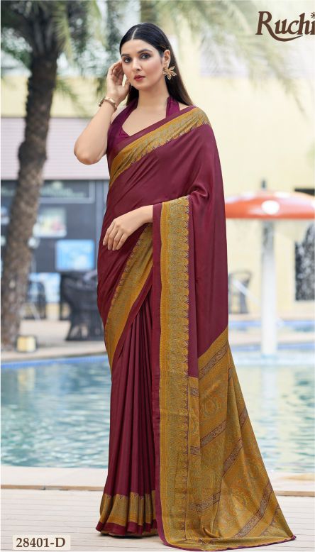 Saree Sari Luxury  Premium American Crape Georgette Design - 28401 D