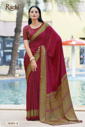 Saree Sari Luxury  Premium American Crape Georgette Design - 28401-A