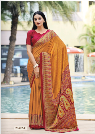 Saree Sari Luxury  Premium American Crape Georgette Design - 28402-C