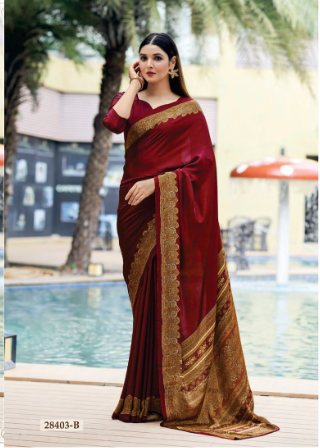 Saree Sari Luxury  Premium American Crape Georgette Design - 28403-B
