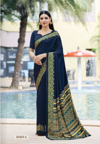 Saree Sari Luxury  Premium American Crape Georgette Design - 28403-C