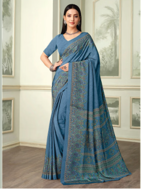 Saree Sari Luxury  Premium American Crape Georgette Design - 37502-A