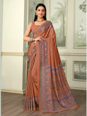 Saree Sari Luxury  Premium American Crape Georgette Design - 37502-B