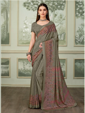 Saree Sari Luxury  Premium American Crape Georgette Design - 37502-D