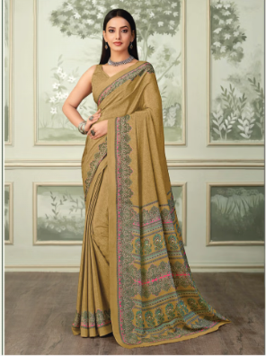 Saree Sari Luxury  Premium American Crape Georgette Design - 37503-A