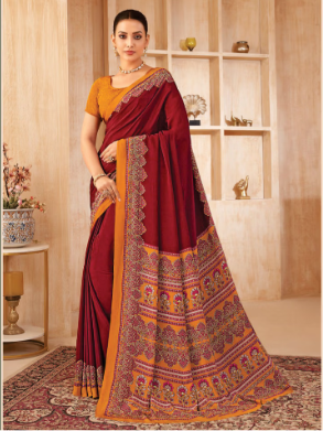 Saree Sari Luxury  Premium American Crape Georgette Design - 37602-B