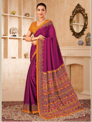 Saree Sari Luxury  Premium American Crape Georgette Design - 37602-D