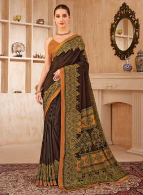 Saree Sari Luxury  Premium American Crape Georgette Design - 37603-A