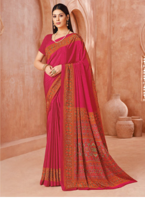 Saree Sari Luxury  Premium American Crape Georgette Design - 39003-C