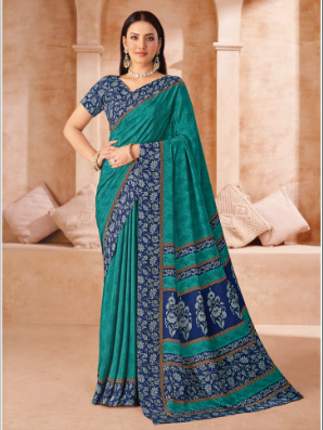 Saree Sari Luxury  Premium American Crape Georgette Design - 41001-C