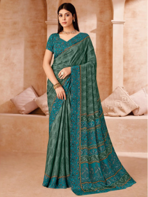 Saree Sari Luxury  Premium American Crape Georgette Design - 41003-B