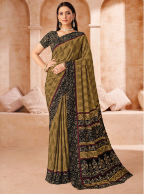 Saree Sari Luxury  Premium American Crape Georgette Design - 41003-C