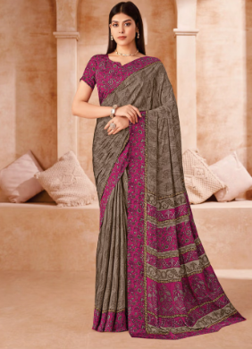 Saree Sari Luxury  Premium American Crape Georgette Design - 41003-D