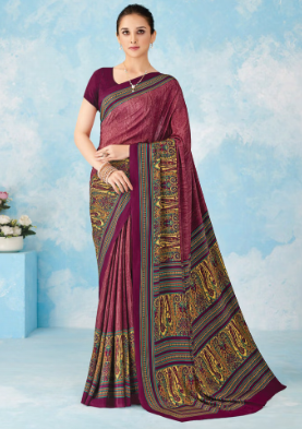 Saree Sari Luxury  Premium American Crape Georgette Design - 43101-A