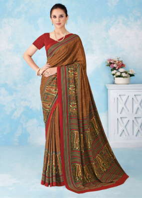 Saree Sari Luxury  Premium American Crape Georgette Design - 43101-C