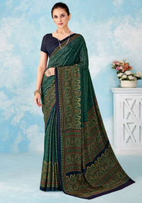 Saree Sari Luxury  Premium American Crape Georgette Design - 43102-D