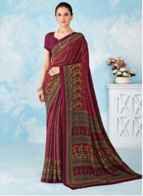 Saree Sari Luxury  Premium American Crape Georgette Design - 43103-C