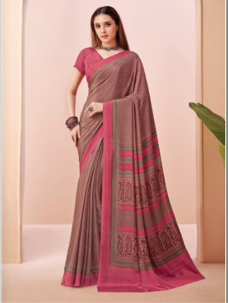 Saree Sari Luxury  Premium American Crape Georgette Design - 42501-A