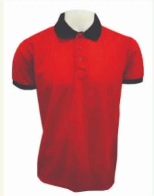 Red T-Shirt with Contrast Black Collar & Sleeve Rib – 220 GSM Code TST-07 Rs 175