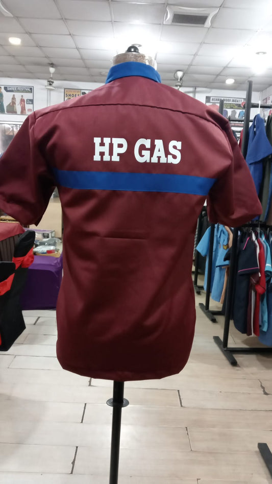 HP GAS VENDOR DELIVERY MAN  – Complete Uniform Set. Maroon Shirt with Maroon Trouser & P-Cap