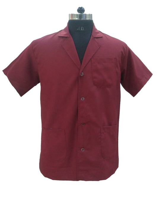 Apron Lab Coat Doctor Coat Supervisor Coat Maroon Half Sleeve